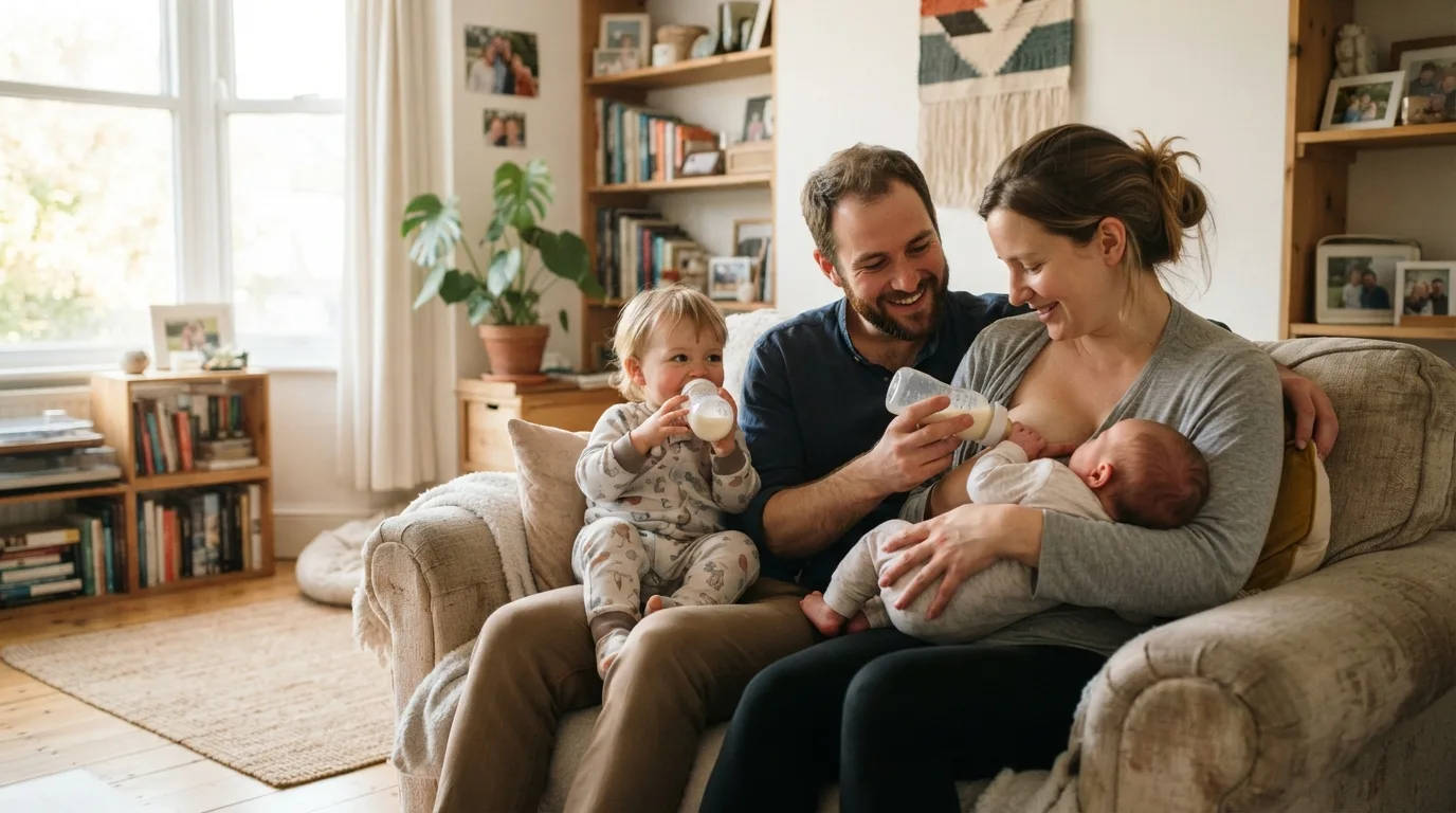 Breastfeeding and Bottle Feeding in a calm family setting