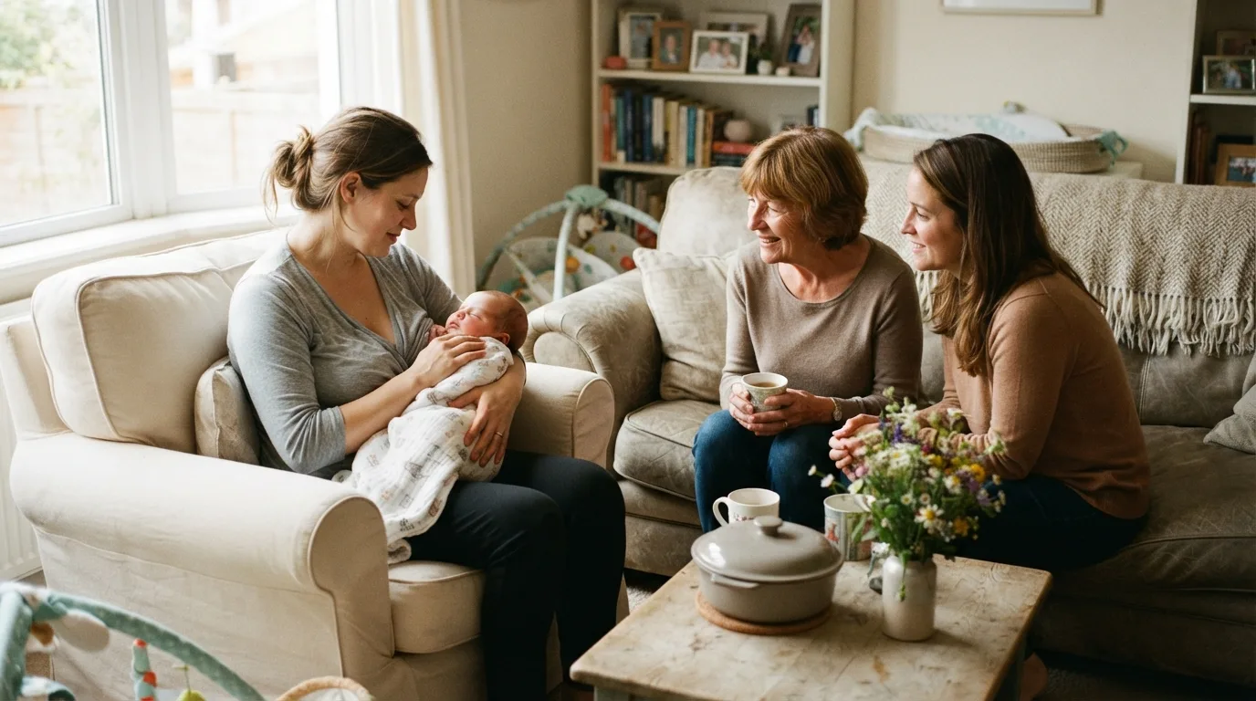 Postpartum Visitors and Boundaries in a calm family setting