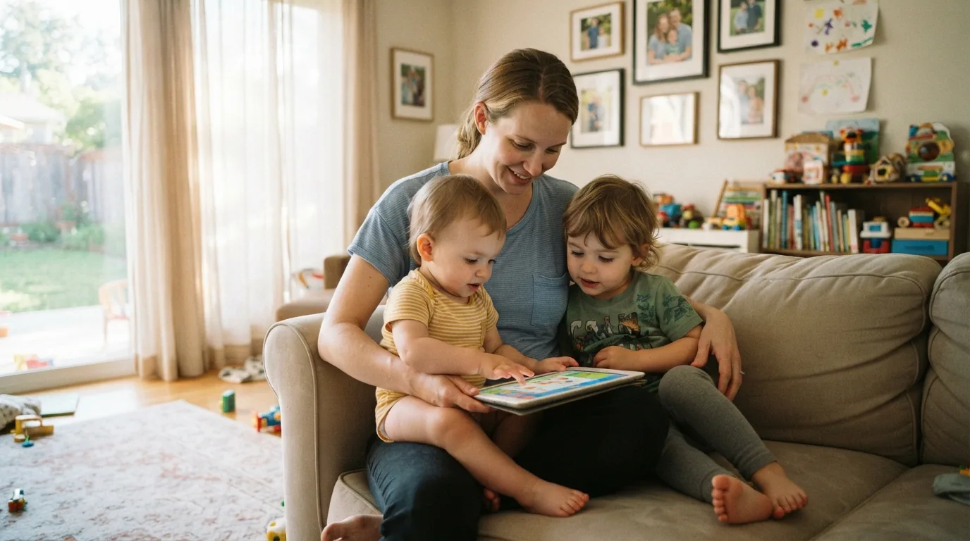 Toddlers and Screens in a calm family setting