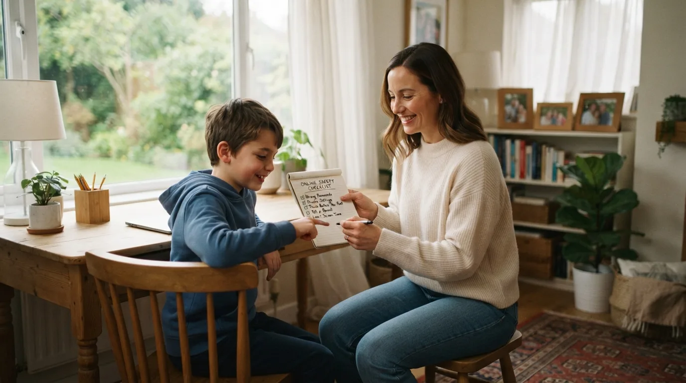 Online Safety Checklist in a calm family setting