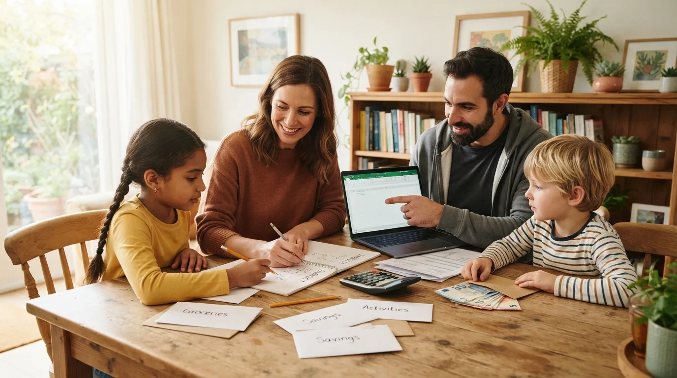 Family Budgeting With Kids in a calm family setting