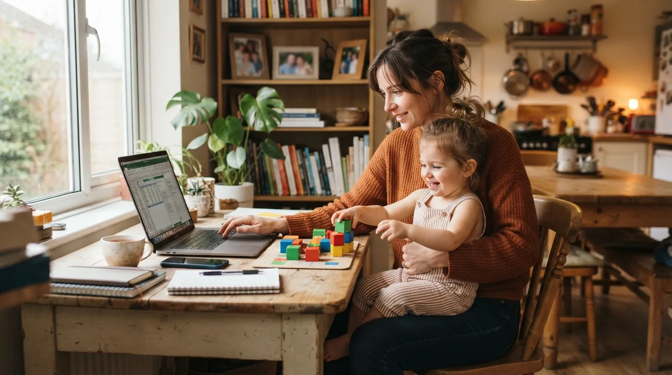 A parent balancing everyday family routines at home